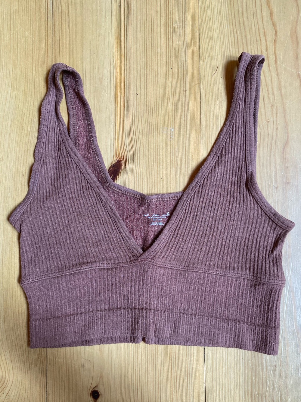 Urban Outfitters Ribbed V-Neck Bralette Top in Brown Boho Chic Cool Girl
